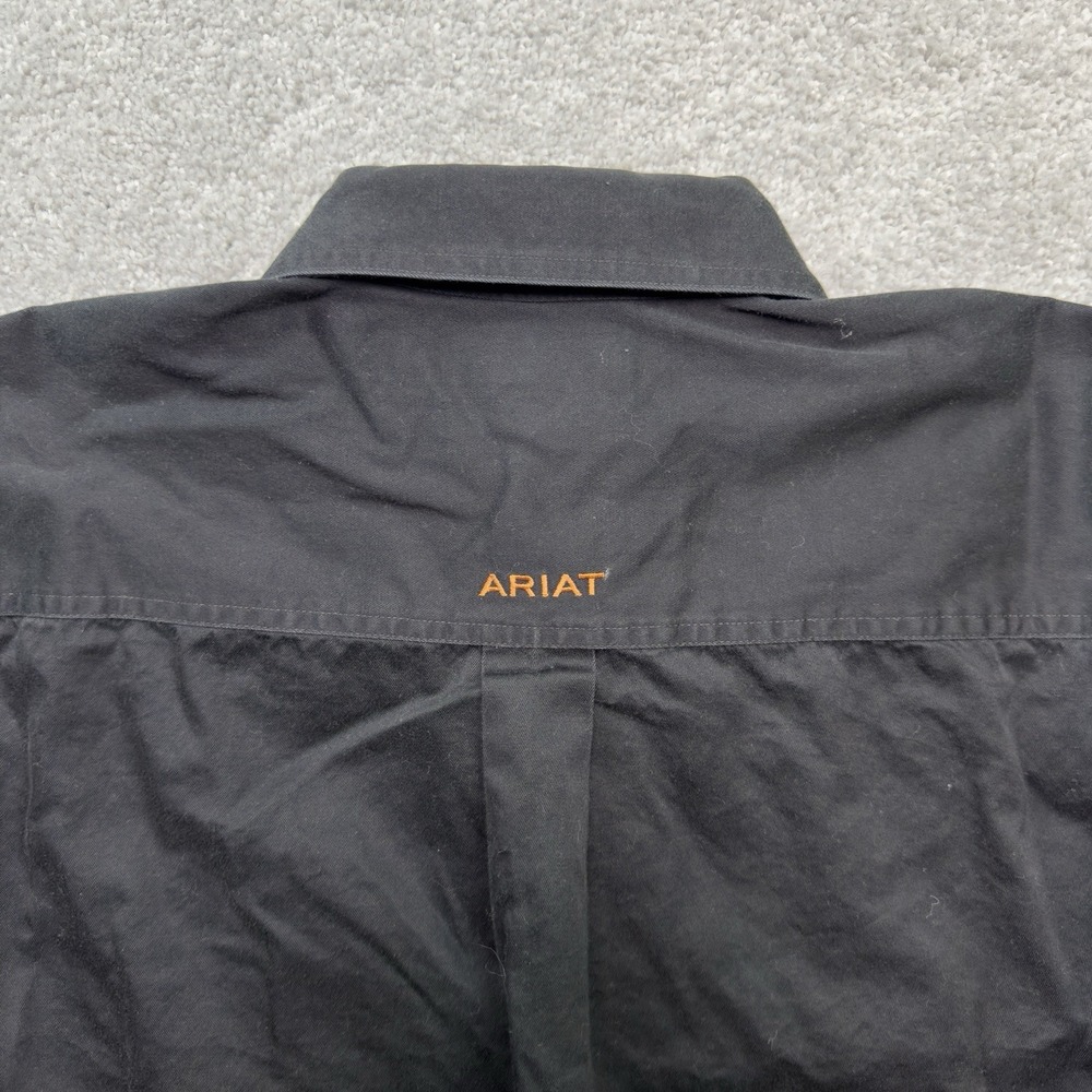 Ariat Men's XL Black Cotton Twill Western Work Shirt Long Sleeve Logo Button Up - Picture 7 of 8